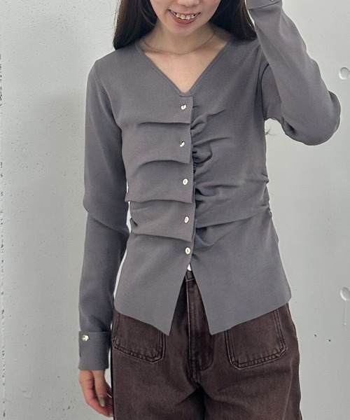 archives（アルシーヴ）の「タックボタンニットプルオーバー（ニット/セーター・レディース・ブラウン/グレー/アイボリー/ブラック/グリーン・MEDIUM）」の8枚目の写真