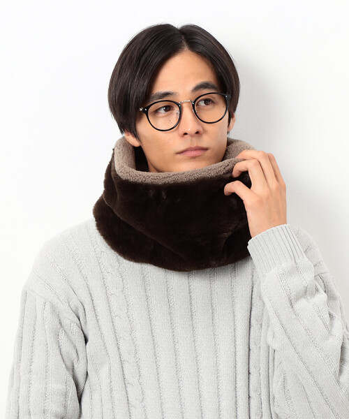 COMME CA ISM（コムサイズム）の「【 リバーシブル】ボアフリース＆ファー スヌード（ストール/ショール・メンズ・チャコール/ベージュ/ブラック・FREE）」の7枚目の写真