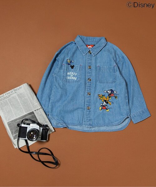 Disney（ディズニー）の「ディズニーキャラクター/デニムシャツ『ミッキーマウス』（シャツ/ブラウス・キッズ・インディゴブルー・90/100/110/120/130）」の7枚目の写真