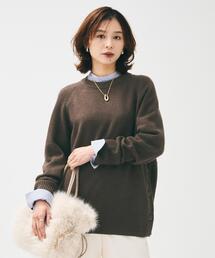 【重ね着もおすすめ/洗える】ウールカシミヤ クルーネックニット