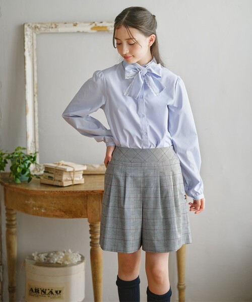 組曲(クミキョク)の「【150-170㎝】 グレンチェックキュロット(その他パンツ・キッズ・グレー系3・150/160/170)」の3枚目の写真