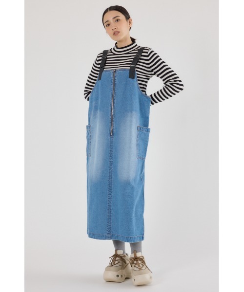 RODEO CROWNS WIDE BOWL（ロデオクラウンズワイドボウル）の「フロントジップジャンパースカート（ジャンパースカート・レディース・ブラック/ブルー/カーキ・FREE）」の3枚目の写真