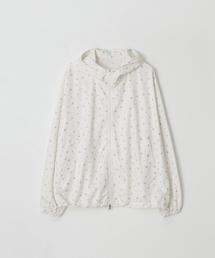 HOODED WINDBREAKER JUMPER BLUE FLOWER