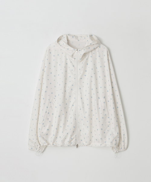 RONRON(ロンロン)の「HOODED WINDBREAKER JUMPER BLUE FLOWER(ナイロンジャケット・レディース・その他・FREE)」の1枚目の写真