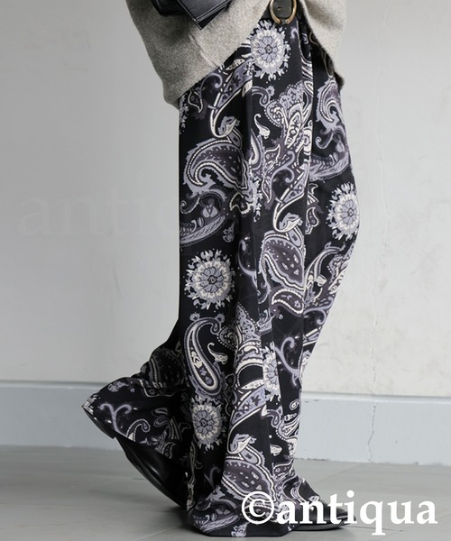 antiqua(アンティカ)の「ペイズリー柄 パンツ(その他パンツ・レディース・グレー系その他/ブラック・ONESIZE)」の4枚目の写真