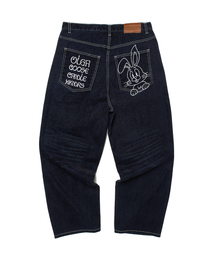WKNDRS（ウィーキャンドース）の「RABBIT VELVET DENIM PANTS (NAVY)（デニムパンツ）」