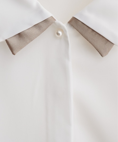 natural couture（ナチュラルクチュール）の「〈osono〉重ね衿配色ブラウス（シャツ/ブラウス・レディース・チャコールグレー/ネイビー/モカ/サックスブルー/ラベンダー/オフホワイト・FREE）」の11枚目の写真