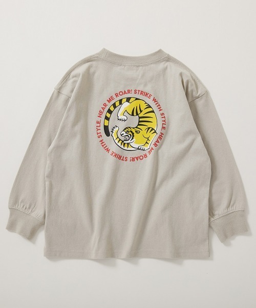 綿100% デビラボ BIGシルエット プリント袖リブ 長袖Tシャツ（Tシャツ