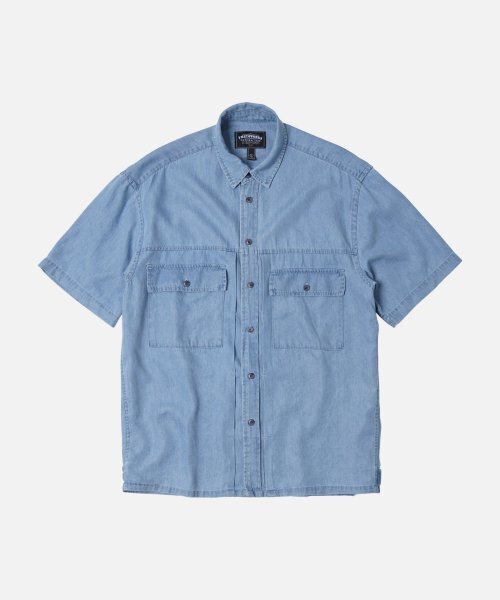 FRIZMWORKS(フリズムワークス)の「TENCEL DENIM TRUCKER HALF SHIRT _ LIGHT BLUE(シャツ/ブラウス・レディース・その他・MEDIUM/LARGE)」の1枚目の写真