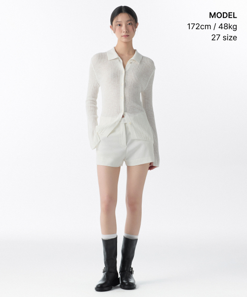 MUSINSA STANDARD WOMAN（ムシンサスタンダードウーマン）の「ウィメンズヒドゥンバンディングショートスラックス[ホワイト]（その他パンツ・レディース・その他・34/32/30/31/26/27/28/29）」の4枚目の写真