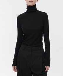 [ヒートタンダード] ウィメンズ薄起毛スリムタートルネック長袖Tシャツ [ブラック]