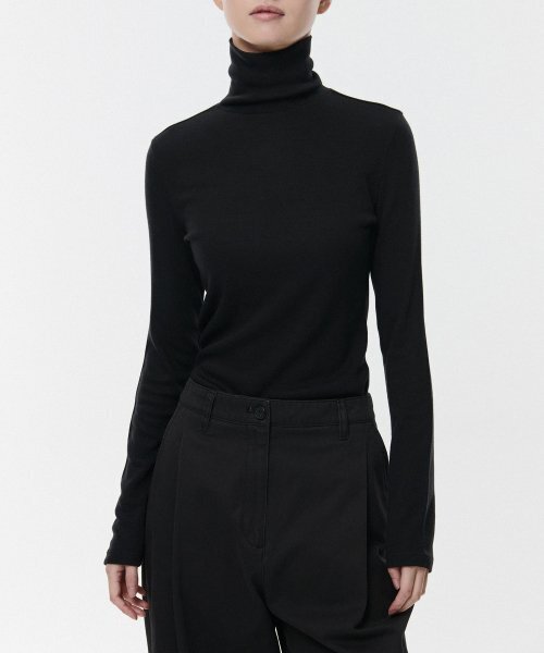 ヒートタンダード] ウィメンズ薄起毛スリムタートルネック長袖Tシャツ