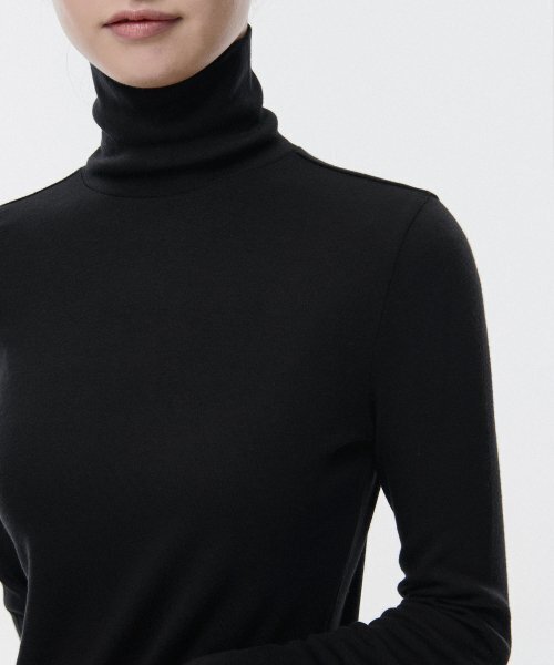 ヒートタンダード] ウィメンズ薄起毛スリムタートルネック長袖Tシャツ