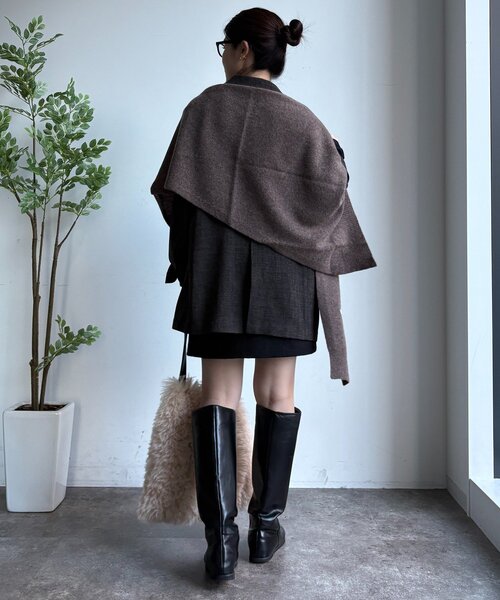 DouDou（ドゥドゥ）の「ウールマルチWAYストール（ストール/ショール・レディース・オフホワイト/チャコールグレー/ブラウン・FREE）」の19枚目の写真