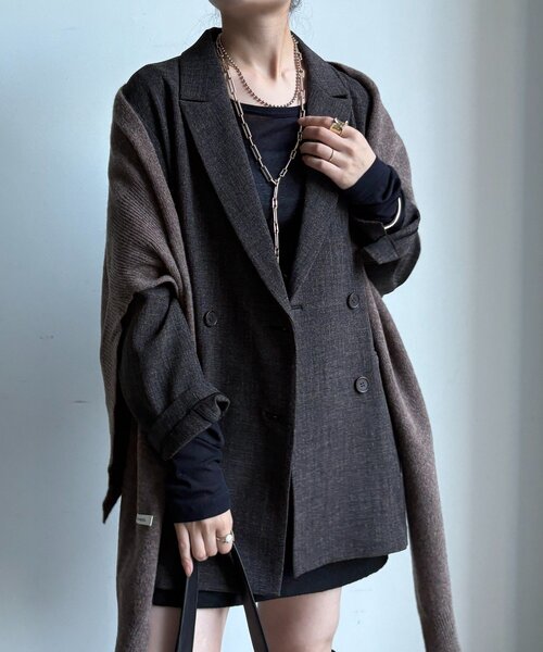 DouDou（ドゥドゥ）の「ウールマルチWAYストール（ストール/ショール・レディース・オフホワイト/チャコールグレー/ブラウン・FREE）」の17枚目の写真