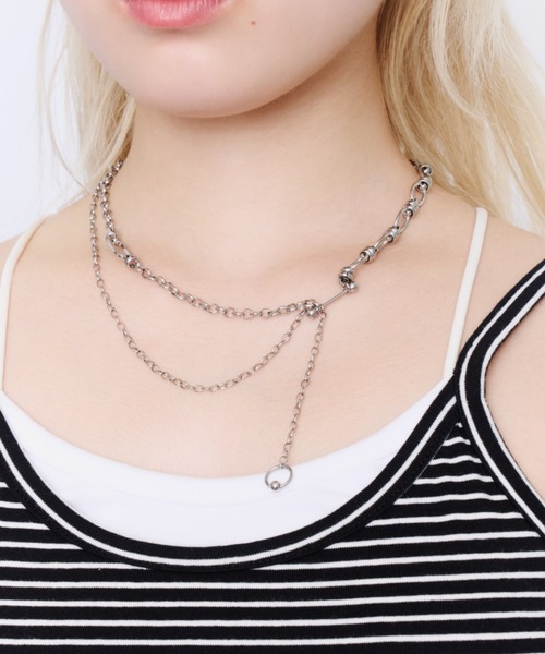 DTYYPE(ドタイプ)の「アシンメトリーチェーンネックレス(ネックレス・レディース・シルバー・FREE)」の1枚目の写真