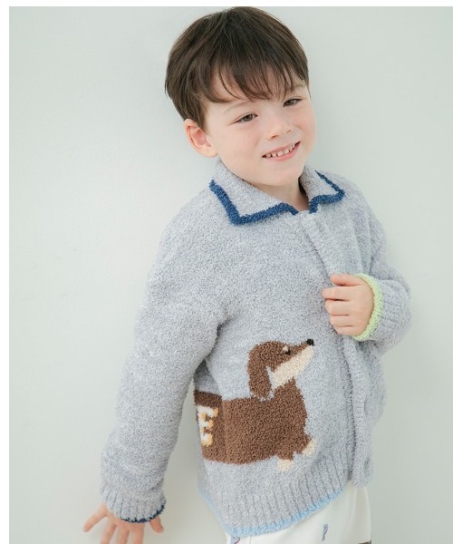 ベビモコダックスフンドジャガードカーディガン KIDS】ベビモコダックスフンドジャガードカーディガン（ルームウェア