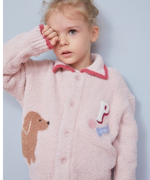 KIDS】ベビモコダックスフンドジャガードカーディガン（ルームウェア