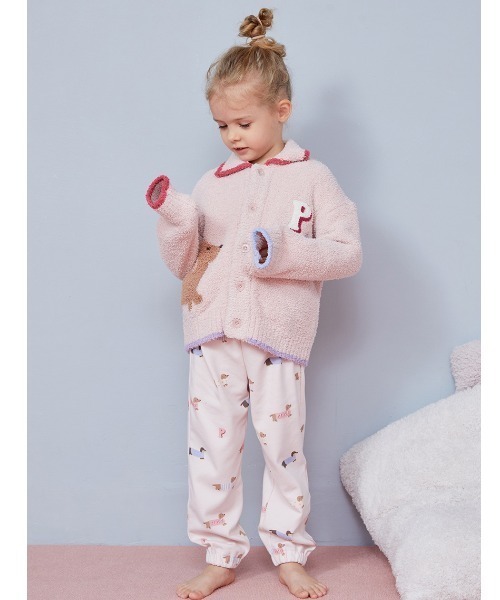 KIDS】ベビモコダックスフンドジャガードカーディガン（ルームウェア