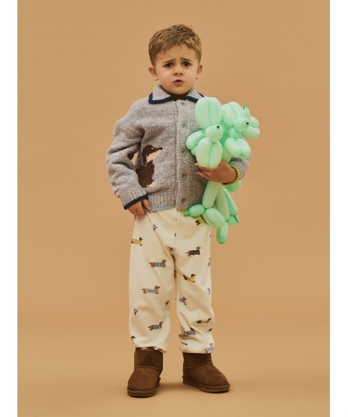 KIDS】ベビモコダックスフンドジャガードカーディガン（ルームウェア