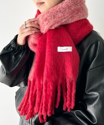 レッド モノグラム マフラー フリンジ付き レッド モノグラム マフラー フリンジ付き