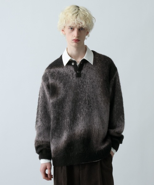 HARE（ハレ）の「グラデヘンリーネックニット(HARE)（ニット/セーター・メンズ・ブラック/グレー/レッド・FREE）」の9枚目の写真