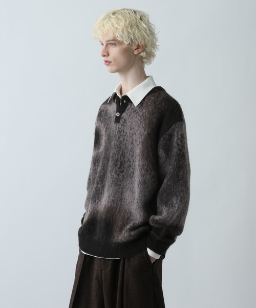 HARE（ハレ）の「グラデヘンリーネックニット(HARE)（ニット/セーター・メンズ・ブラック/グレー/レッド・FREE）」の10枚目の写真