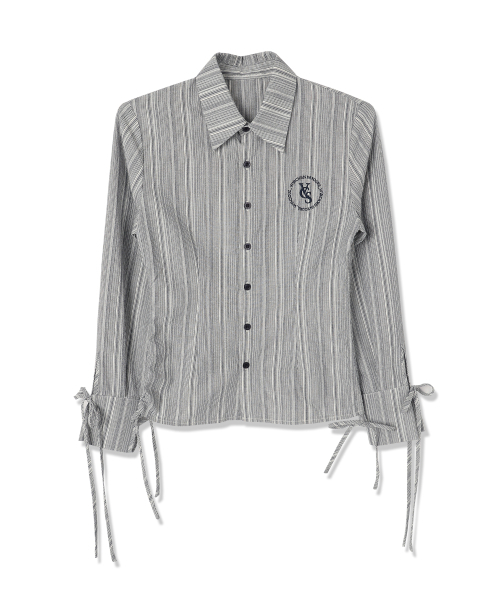 Vivacious（ビバシャス）の「Sweet Ribbon Shirring Shirt_5Colors（シャツ/ブラウス・レディース・ライトブルー/スカイブルー/ベージュ/ネイビー/ホワイト×ブルー・SMALL/MEDIUM）」の15枚目の写真