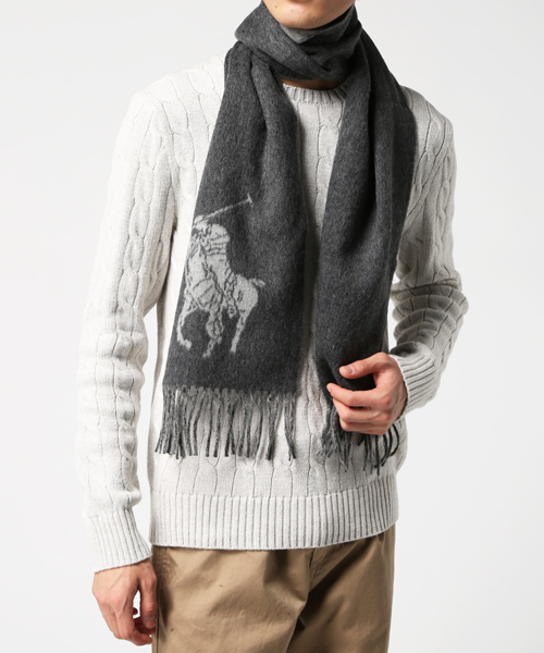 POLO RALPH LAUREN（ポロ ラルフ ローレン）の「Big Pony ウールブレンド スカーフ（マフラー・メンズ・レッド系4/ブラック系その他/ネイビー/グレー系1・ONE SIZE）」の8枚目の写真