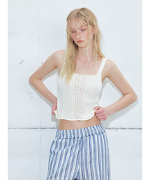 Ribbed Sleeveless Knit Top, Ivory