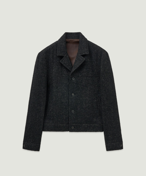 LMOOD(エルムード)の「ナシルヘリンボーンウールトラッカージャケットブラック(デニムジャケット・メンズ・その他・48/44/46)」の2枚目の写真