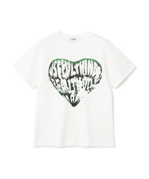 (W) ヴィンテージハートTシャツ ホワイト-グリーン