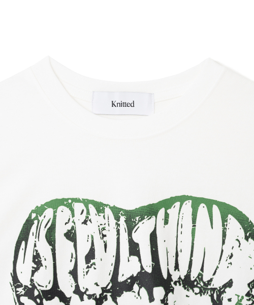 KNITTED(ニッティド)の「(W) ヴィンテージハートTシャツ ホワイト-グリーン(Tシャツ/カットソー・レディース・その他・SMALL)」の2枚目の写真