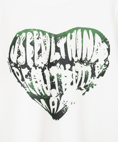 KNITTED(ニッティド)の「(W) ヴィンテージハートTシャツ ホワイト-グリーン(Tシャツ/カットソー・レディース・その他・SMALL)」の3枚目の写真