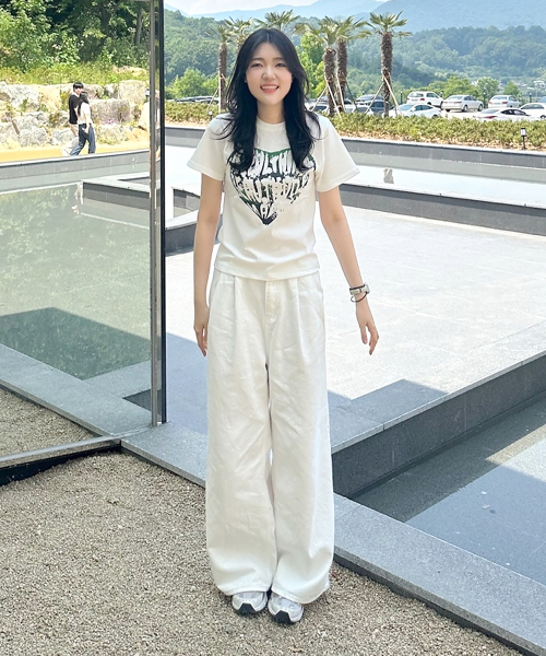 KNITTED(ニッティド)の「(W) ヴィンテージハートTシャツ ホワイト-グリーン(Tシャツ/カットソー・レディース・その他・SMALL)」の9枚目の写真