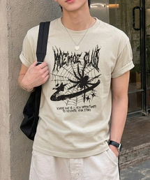 スパイダー オーバーサイズ ピグメント 半袖Tシャツ ベージュ
