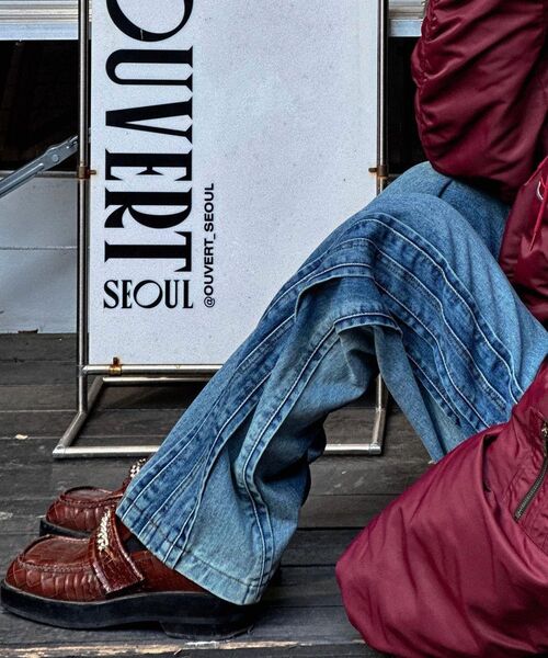 UNGIMMICK(アンジミック)の「BRUSHED PIPED WIDE DENIM PANTS (BLUE)(デニムパンツ・メンズ・その他・SMALL/MEDIUM/LARGE)」の3枚目の写真