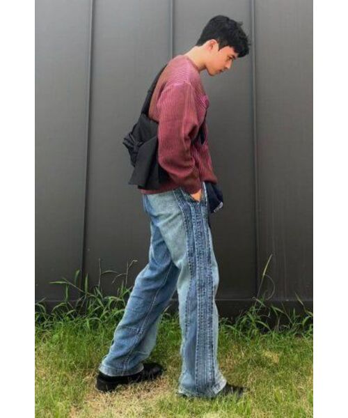 UNGIMMICK(アンジミック)の「BRUSHED PIPED WIDE DENIM PANTS (BLUE)(デニムパンツ・メンズ・その他・SMALL/MEDIUM/LARGE)」の5枚目の写真