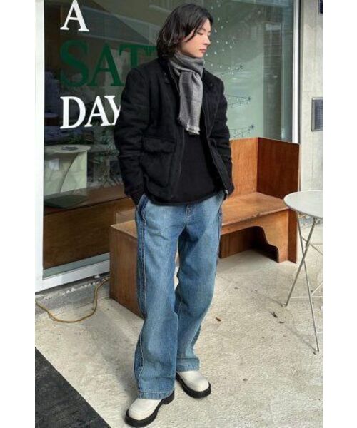UNGIMMICK(アンジミック)の「BRUSHED PIPED WIDE DENIM PANTS (BLUE)(デニムパンツ・メンズ・その他・SMALL/MEDIUM/LARGE)」の7枚目の写真
