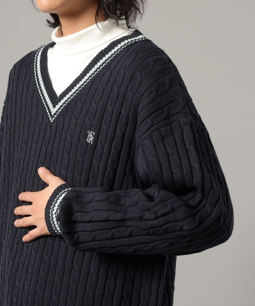RAGEBLUE(レイジブルー)の「チルデンVネックニット(ニット/セーター・メンズ・ネイビー/オフホワイト・LARGE/MEDIUM)」の17枚目の写真