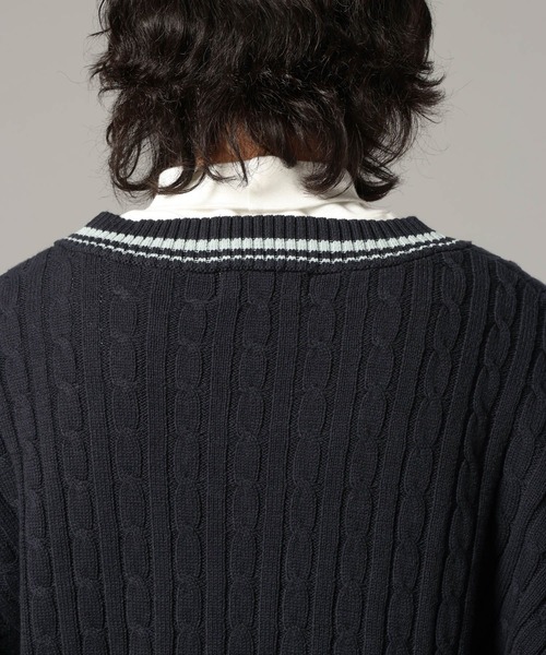 RAGEBLUE(レイジブルー)の「チルデンVネックニット(ニット/セーター・メンズ・ネイビー/オフホワイト・LARGE/MEDIUM)」の19枚目の写真