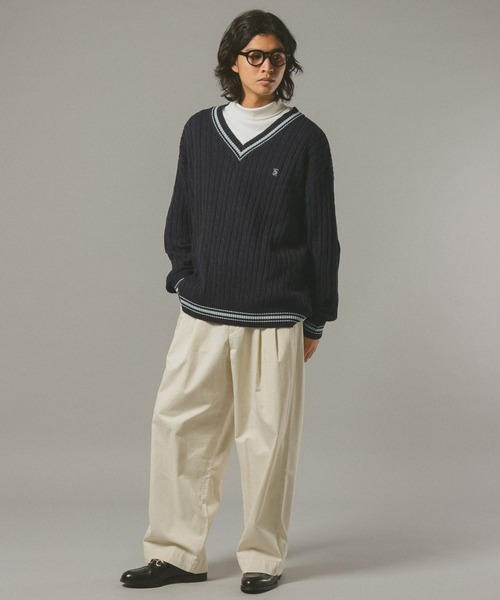 RAGEBLUE(レイジブルー)の「チルデンVネックニット(ニット/セーター・メンズ・ネイビー/オフホワイト・LARGE/MEDIUM)」の8枚目の写真