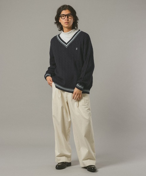 RAGEBLUE(レイジブルー)の「チルデンVネックニット(ニット/セーター・メンズ・ネイビー/オフホワイト・LARGE/MEDIUM)」の9枚目の写真