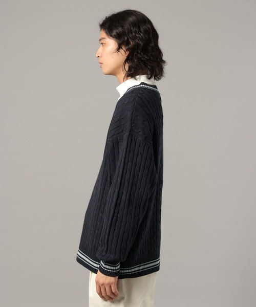 RAGEBLUE(レイジブルー)の「チルデンVネックニット(ニット/セーター・メンズ・ネイビー/オフホワイト・LARGE/MEDIUM)」の14枚目の写真
