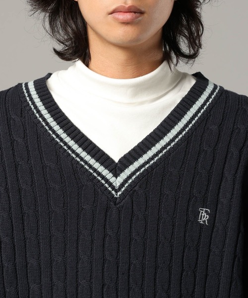 RAGEBLUE(レイジブルー)の「チルデンVネックニット(ニット/セーター・メンズ・ネイビー/オフホワイト・LARGE/MEDIUM)」の16枚目の写真