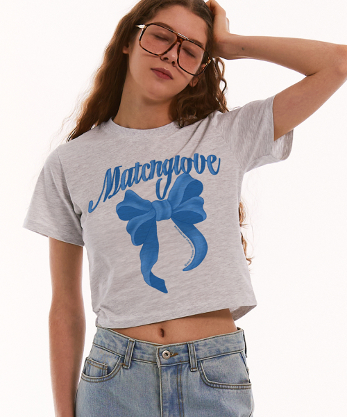 MATCHGLOBE(マッチグローブ)の「ビッグリボンクロップT(ライトメランジ)(Tシャツ/カットソー・レディース・その他・FREE)」の3枚目の写真