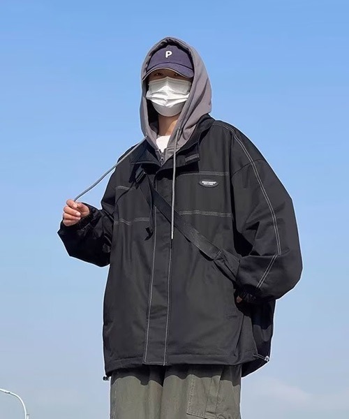 セール】オーバーサイズフェイクレイヤードマウンテンパーカー