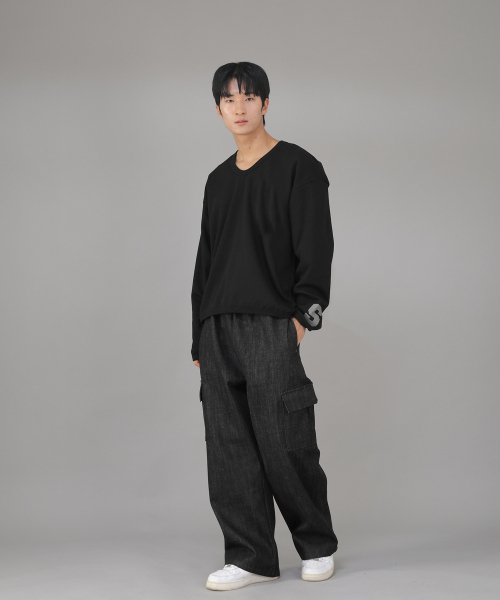SAINTCREW(セントクルー)の「リベットフィックス EXワイドカーゴパンツ REC-360 デニムブラック(デニムパンツ・メンズ・その他・MEDIUM/LARGE/X-LARGE)」の6枚目の写真