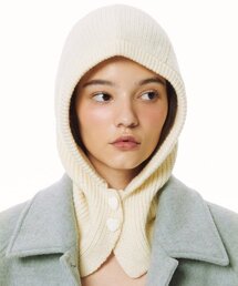GOCORI（ゴコリ）の「パールボタンバラクラバ - アイボリー ニットバラクラバ（ニットキャップ/ビーニー）」