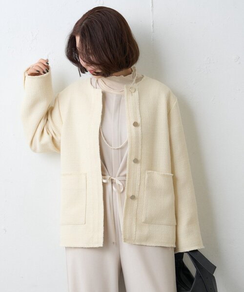 WILLOW（ウィロー）の「≪オケージョン対応≫【willow】ツイードジャケット（テーラードジャケット・レディース・ブラック/イエロー・ONE SIZE）」の2枚目の写真